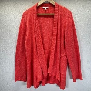 Eileen Fisher Open Front Long Length Cardigan Women's XL Linen Blend Beach Boho